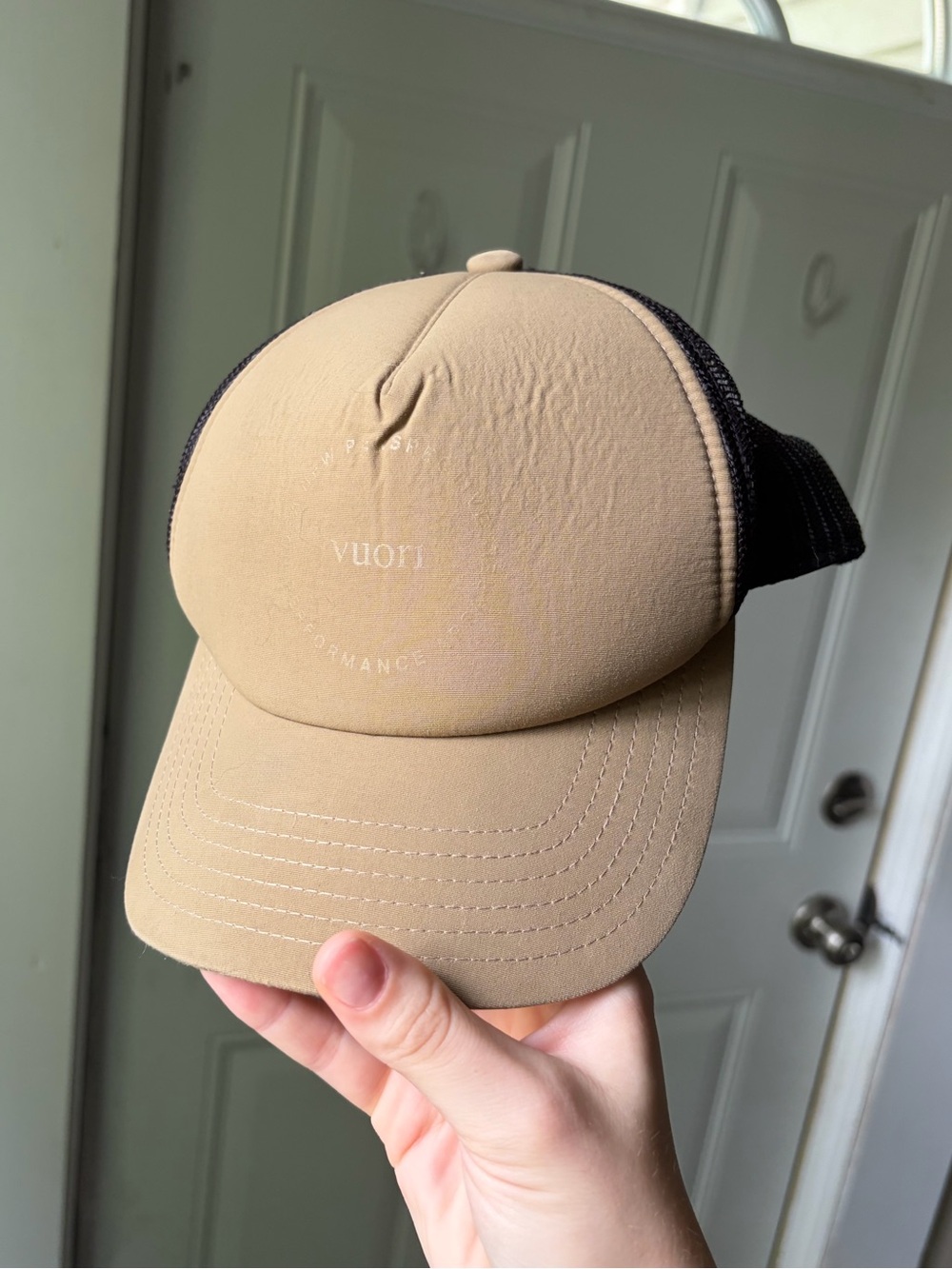 Vuori Wheat Black Premium Foam Performance Trucker Hat